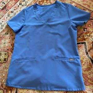 Small ceil blue dogs scrub top